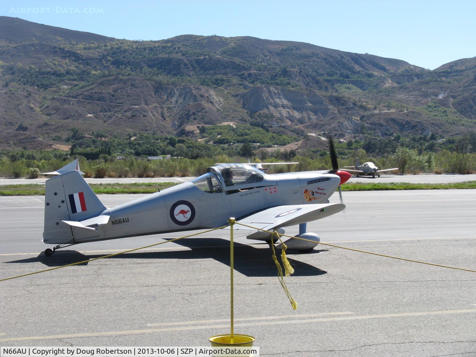N66AU, Vans RV-6 C/N 20119, 2009 Farmer VAN's RV-6 'Bad' Sheila. Lycoming O-320 160 Hp, taxi to 04