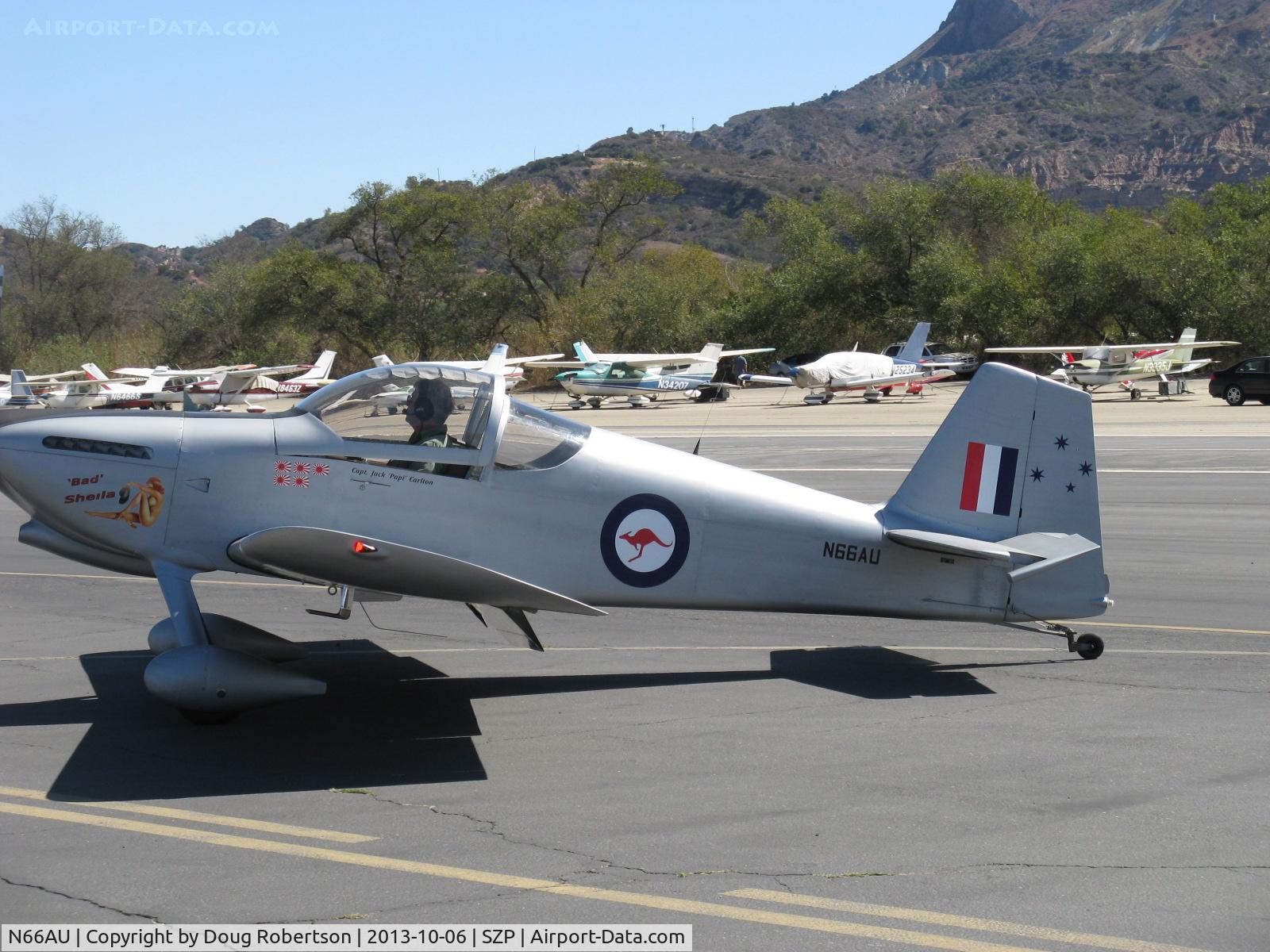 N66AU, Vans RV-6 C/N 20119, 2009 Farmer VAN's RV-6 'Bad' Sheila, Lycoming O-320 160 Hp, taxi to transient ramp