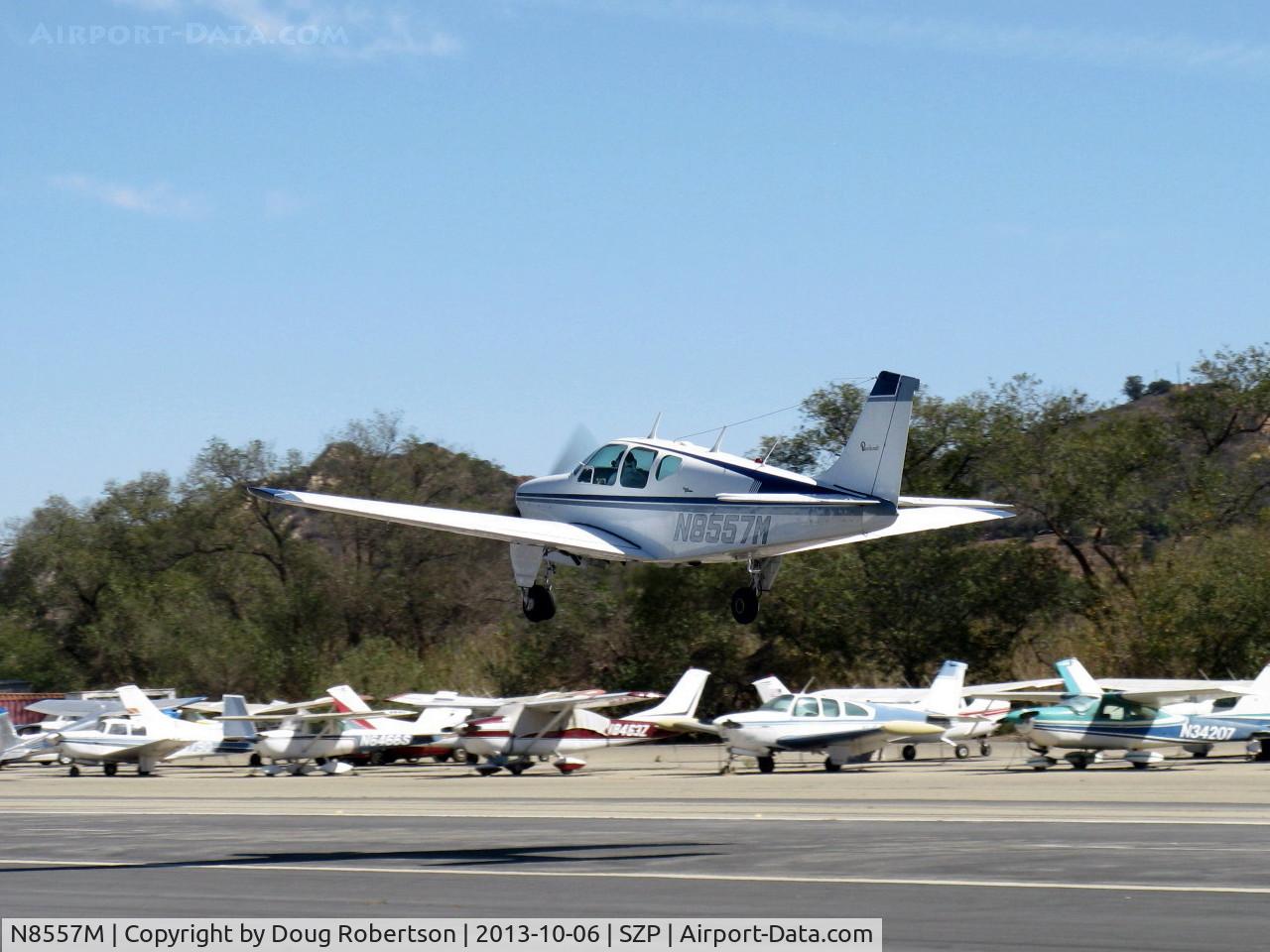 N8557M, 1963 Beech 35-B33 Debonair C/N CD-641, 1963 Beech 35-B33 DEBONAIR, Continental IO-470-K 225 Hp, takeoff climb Rwy 04