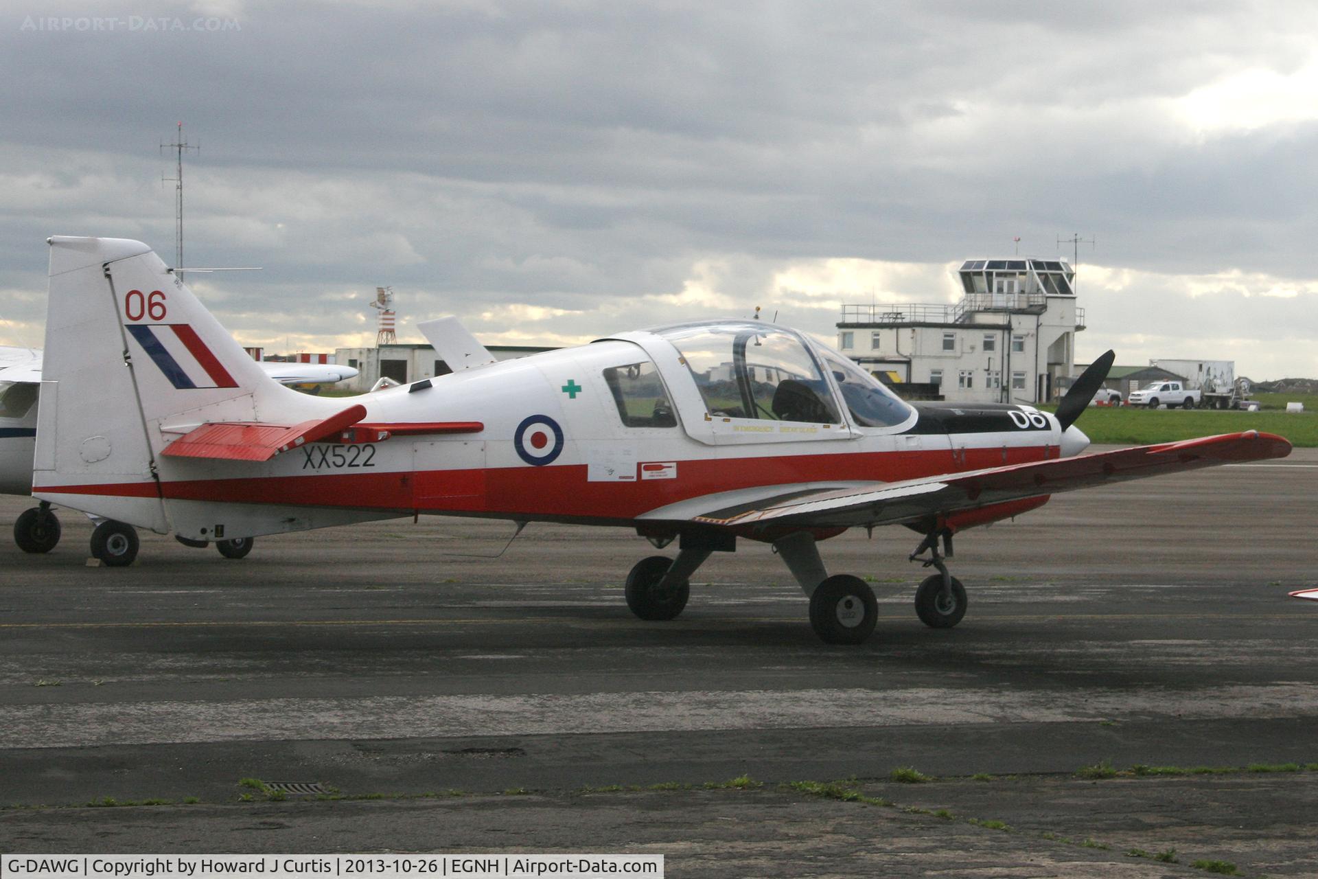 G-DAWG, 1973 Scottish Aviation Bulldog T.1 C/N BH120/208, XX522/06. Privately owned, a resident here.