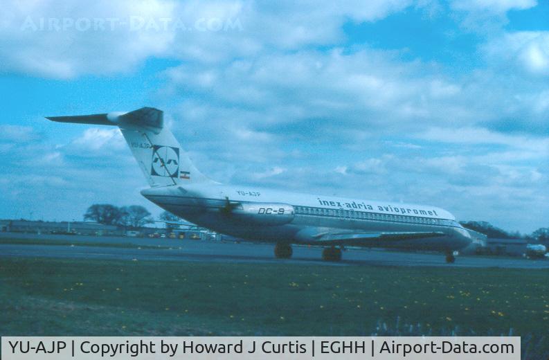 YU-AJP, 1969 Douglas DC-9-32 C/N 47408, May 1982. Inex Adria. Date is approximate.