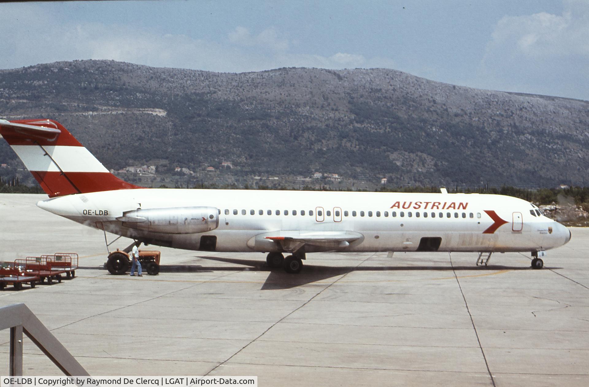 OE-LDB, 1971 Douglas DC-9-32 C/N 47524, Dubrovnik Airport  July 1978.