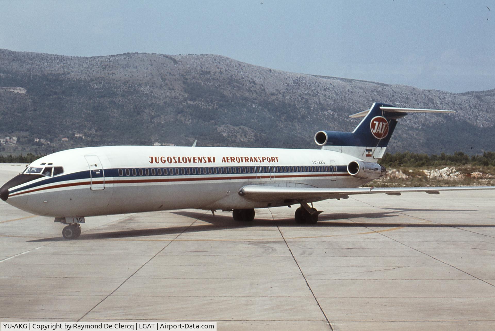 YU-AKG, 1975 Boeing 727-2H9 C/N 21039, At Dubrovnik Airport in July 1978.