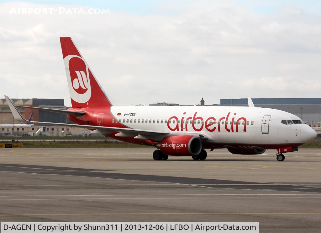 D-AGEN, 1998 Boeing 737-75B C/N 28100, Arriving from flight and parked at the General Aviation area...