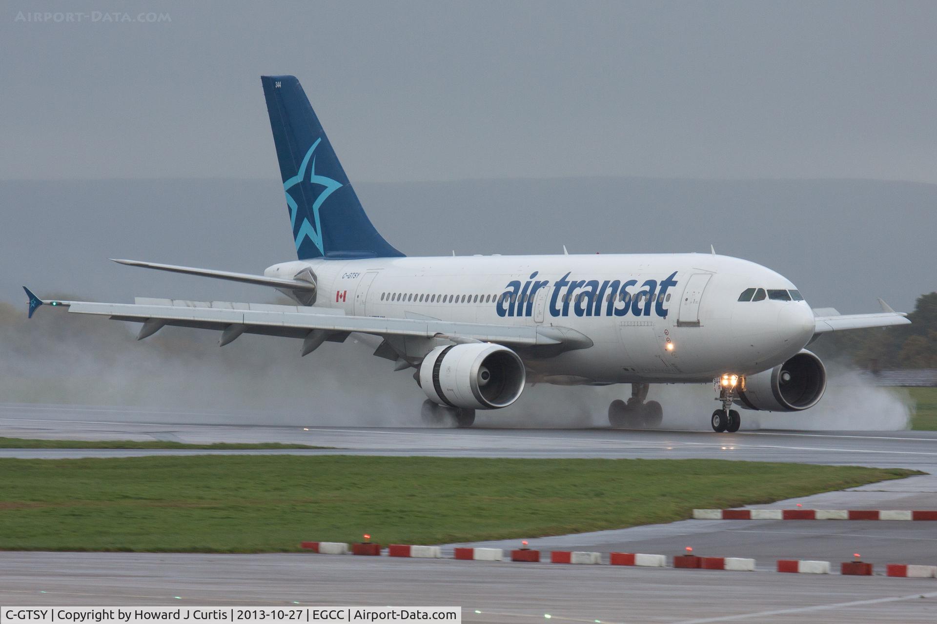 C-GTSY, 1988 Airbus A310-304 C/N 447, Air Transat, arriving in the rain.