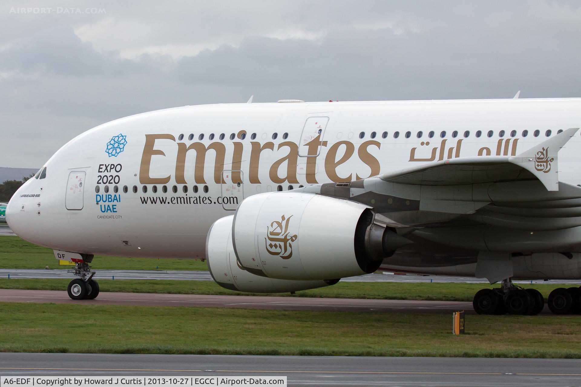 A6-EDF, 2006 Airbus A380-861 C/N 007, Close up as it taxies in.