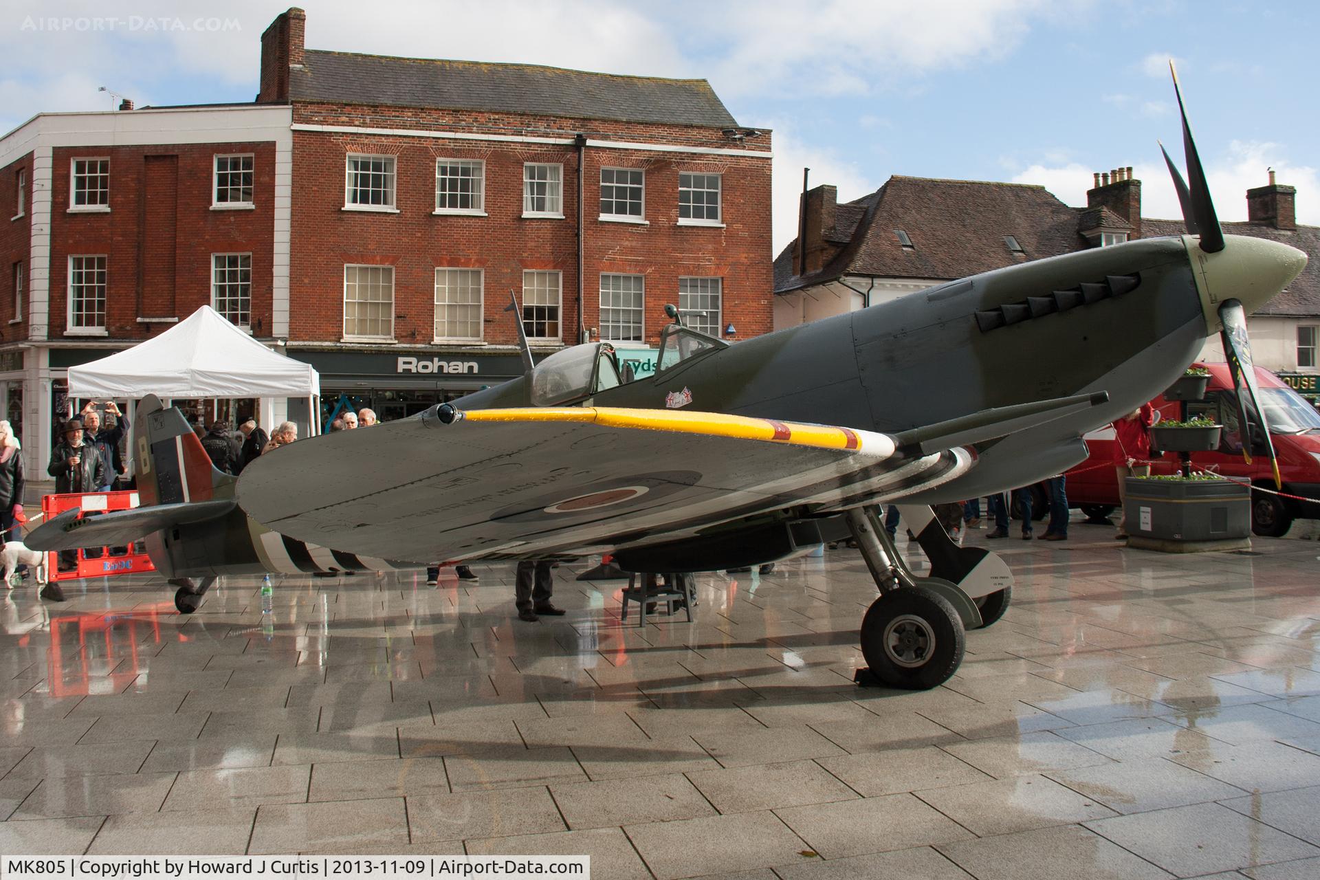 MK805, 2010 Supermarine 361 Spitfire LF.IXc Replica C/N Arlow01, On display in Wimborne town centre.