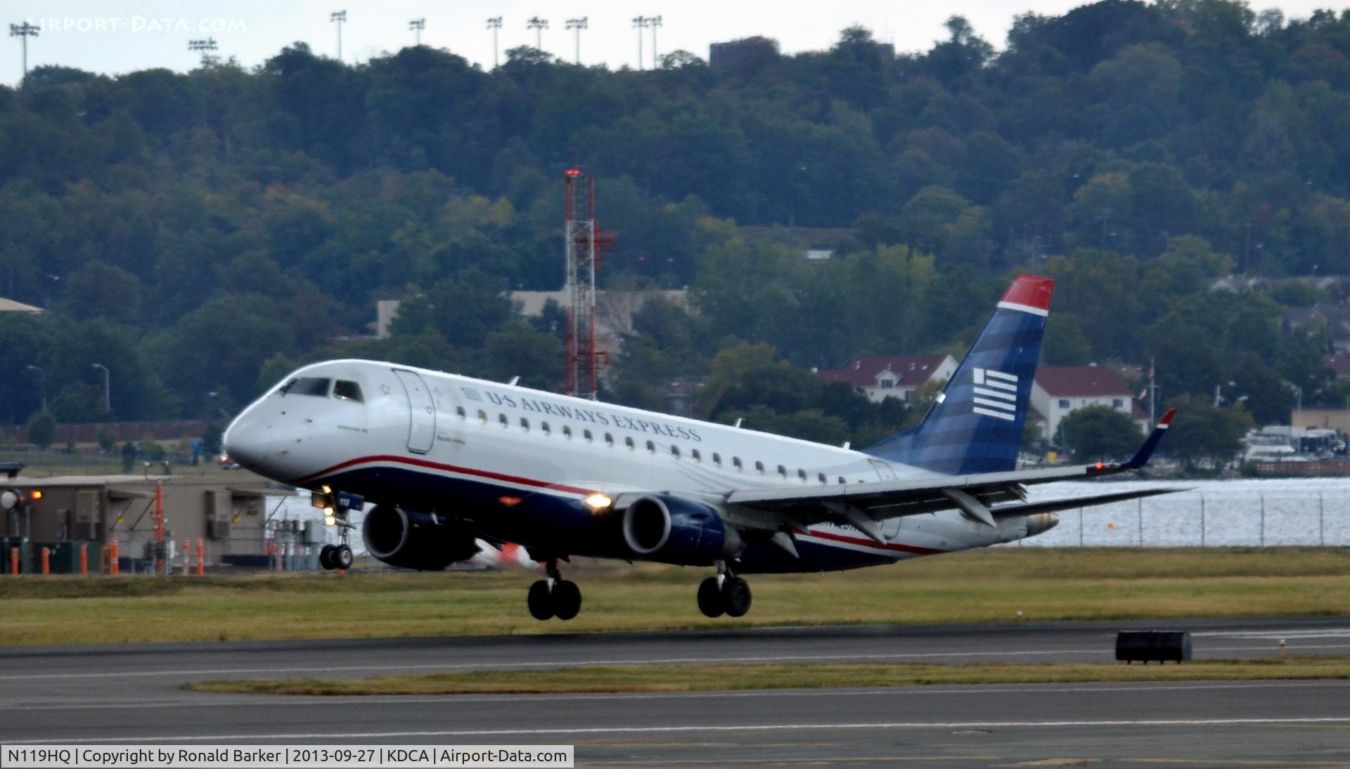 N119HQ, 2007 Embraer 175LR (ERJ-170-200LR) C/N 17000190, Moments before landing DCA