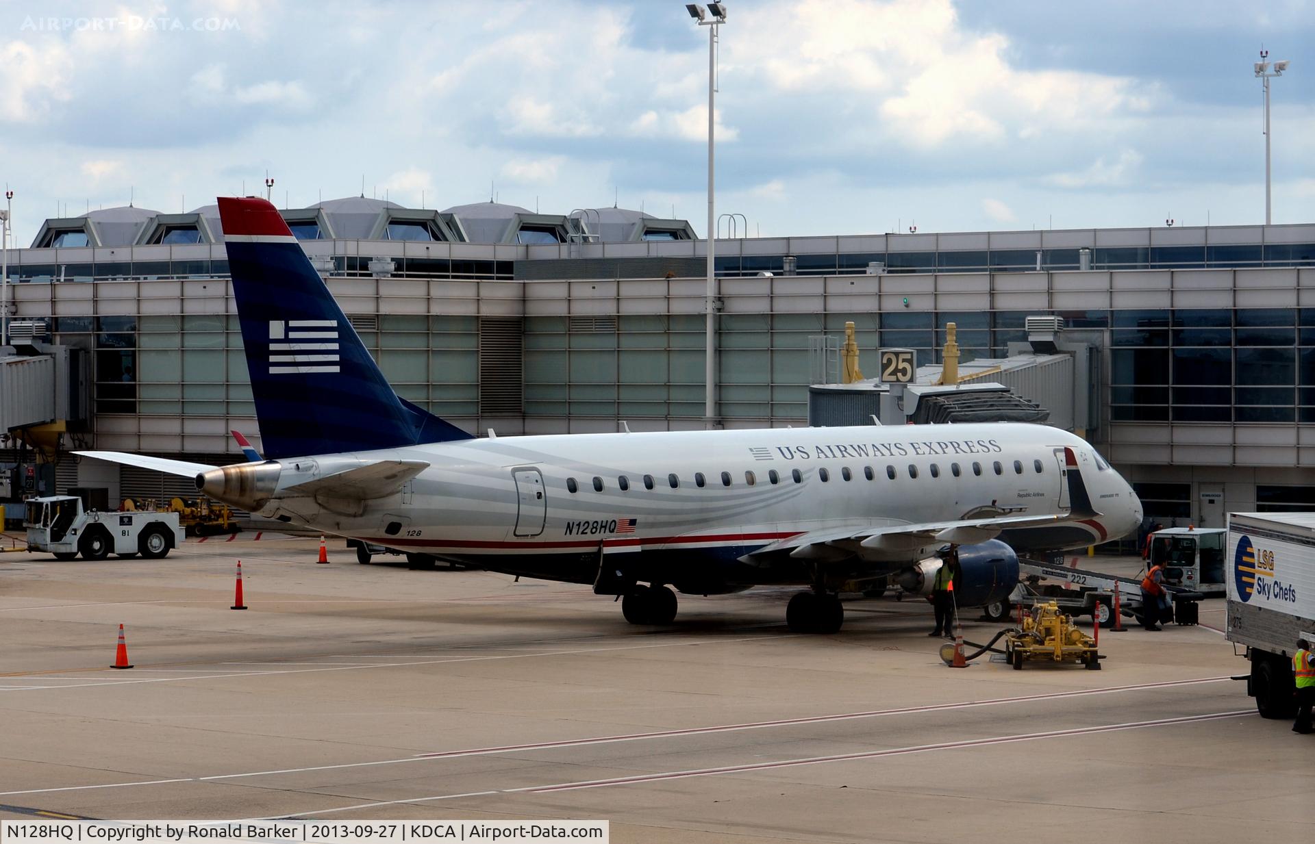 N128HQ, 2008 Embraer 175LR (ERJ-170-200LR) C/N 17000208, Refueling Gate 25  DCA