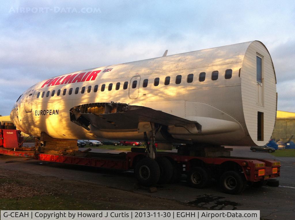 G-CEAH, 1975 Boeing 737-229 C/N 21135, Nose being prepared for transport to the Bournemouth Aviation Museum.