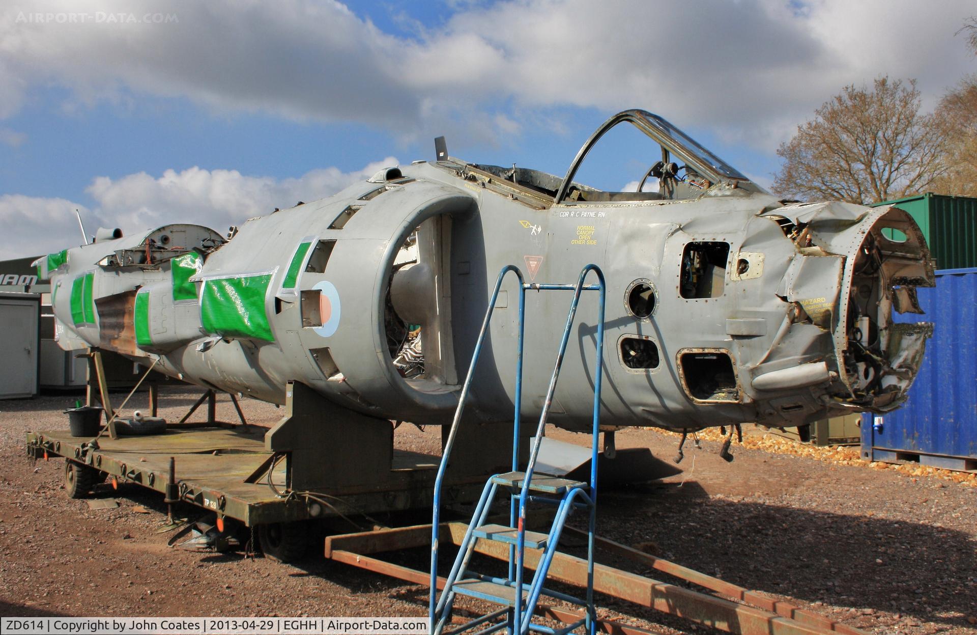 ZD614, 1986 British Aerospace Sea Harrier F/A.2 C/N 41H-912053, Still showing results of an excursion into the river at Yeovilton.