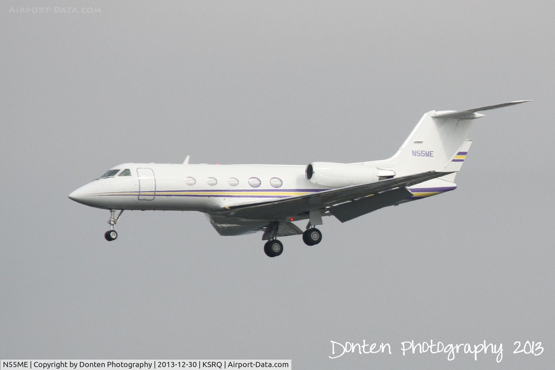 N55ME, 1981 Gulfstream American G-1159A Gulfstream III C/N 325, Gulfstream III (N55ME) on approach to Sarasota-Bradenton International Airport following a flight from Bangor International Airport