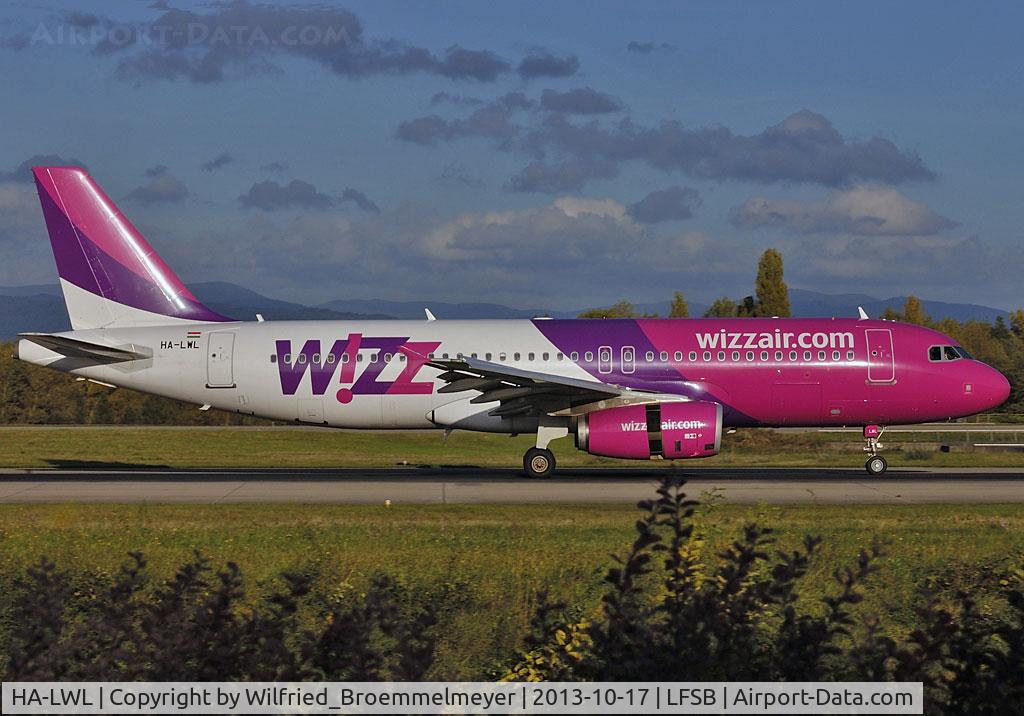 HA-LWL, 2011 Airbus A320-232 C/N 4736, Shortly after touch down at Basel-Mulhouse Airport.