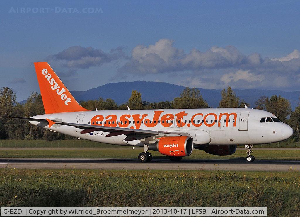 G-EZDI, 2008 Airbus A319-111 C/N 3537, This Airbus A319 is on a take off roll at Basel-Mulhouse Airport.