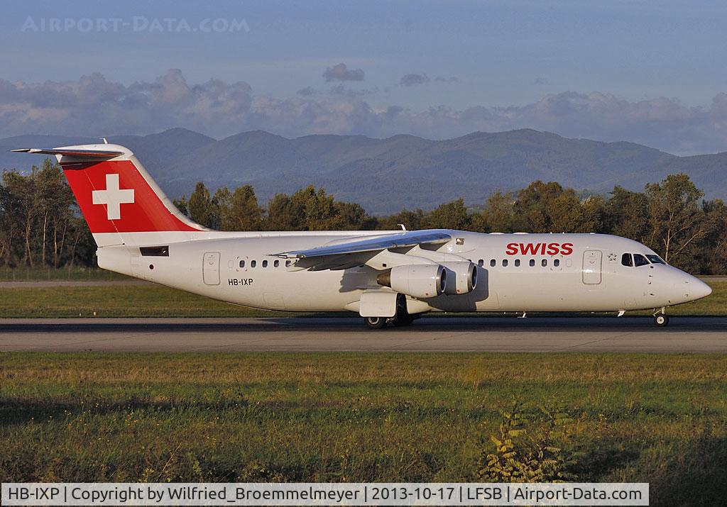 HB-IXP, 1996 British Aerospace Avro 146-RJ100 C/N E3283, Take off roll at Basel-Mulhouse Airport