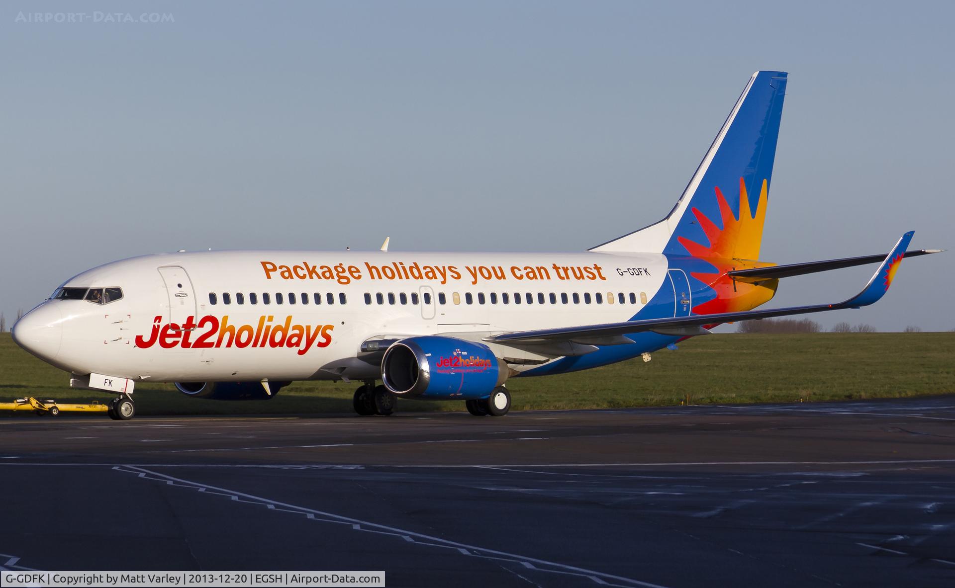 G-GDFK, 1998 Boeing 737-36N C/N 28572, Being pulled past stand 6 in some lovely winter sun , Now with winglets fitted....