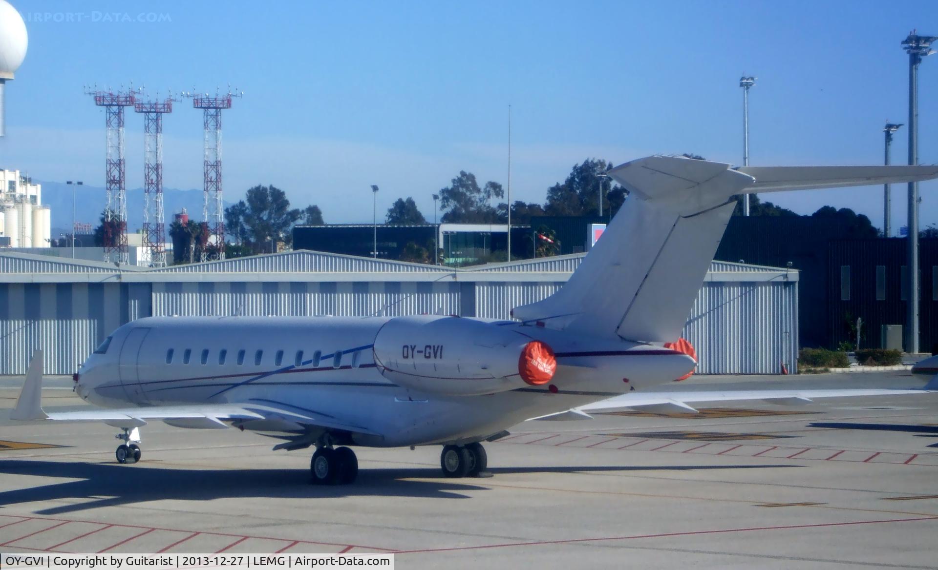 OY-GVI, 2011 Bombardier BD-700-1A10 Global 5000 C/N 9458, On the GA at Malaga