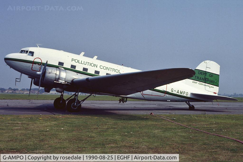 G-AMPO, 1944 Douglas DC-3C-R-1830-90C (C-47B) C/N 33186, Seen at the Lee-on-Solent Airshow in the colours of the Department of Transport whilst in use as a Chemical spraying aircraft. Operated by Air Atlantique