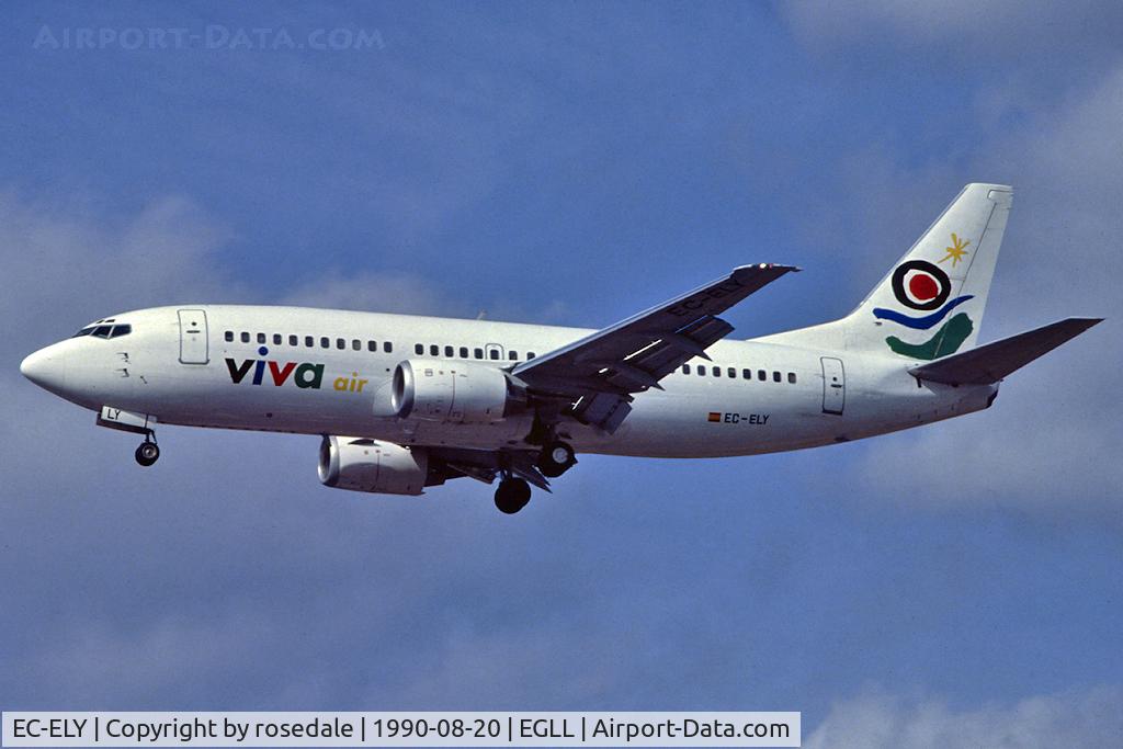 EC-ELY, 1988 Boeing 737-3K9 C/N 24211, Scheduled service landing on 27R