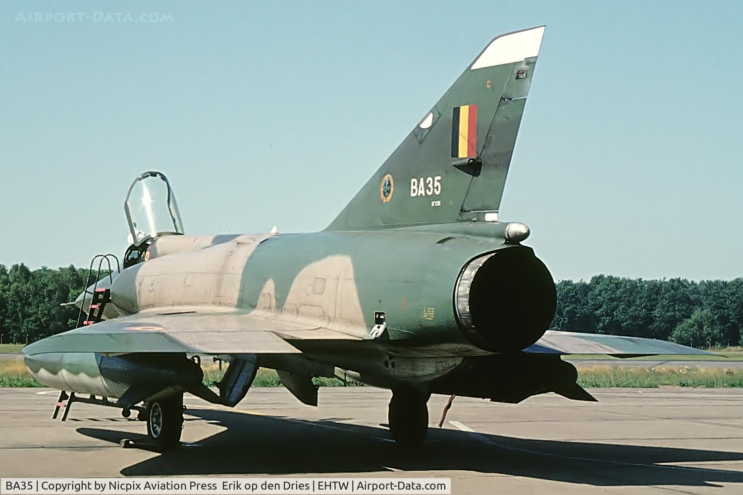 BA35, SABCA Mirage 5BA C/N 35, Belgium AF MIrage-VBA fighter-bomber seen here at Twernthe AB.