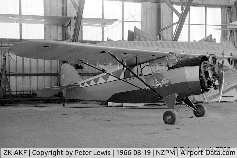 ZK-AKF, Rearwin Sportster 9000-KR C/N 654D, Gordon K Reader, Palmerston North