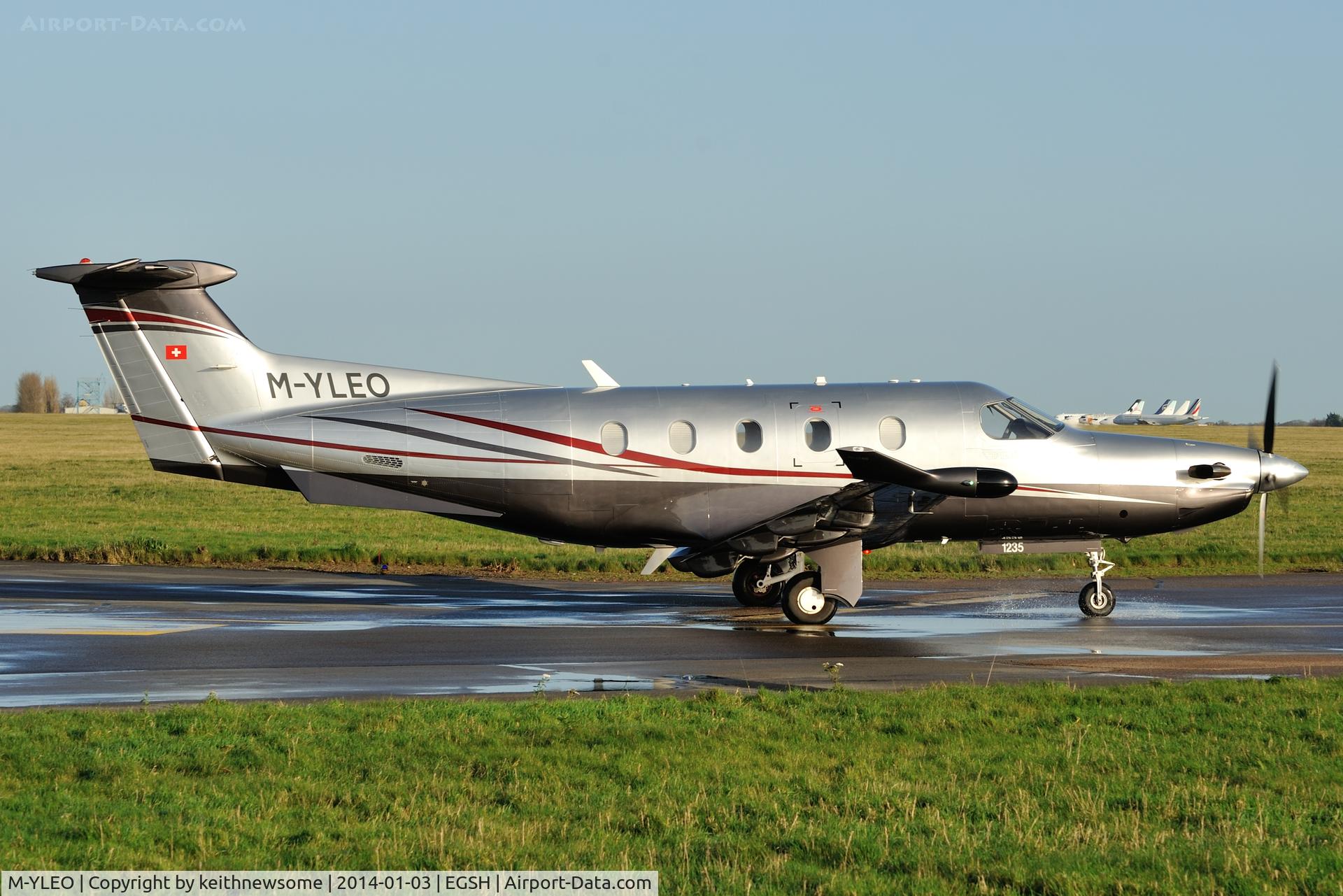 M-YLEO, 2010 Pilatus PC-12/47E C/N 1235, Leaving in low sunlight !