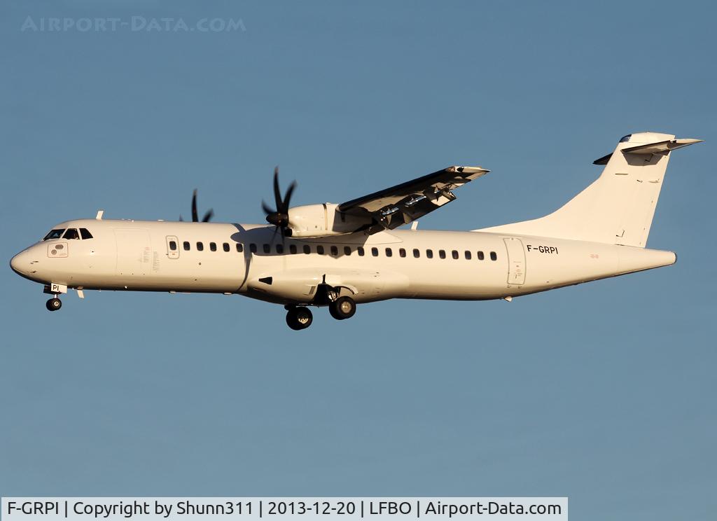 F-GRPI, 2005 ATR 72-212A C/N 722, Landing rwy 32L in all white c/s without titles... Was in new Air France c/s... Still operated by Air Corsica