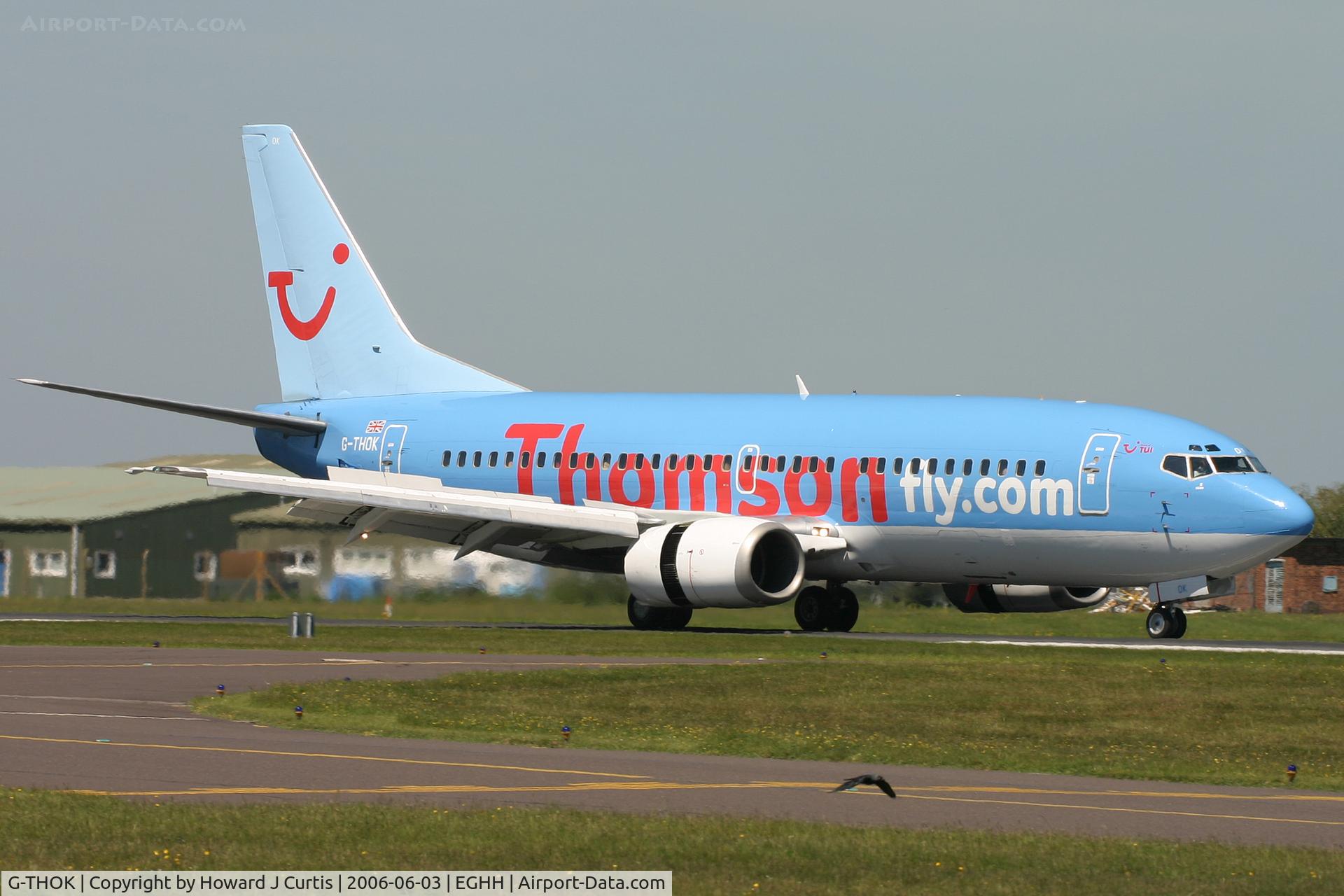 G-THOK, 1997 Boeing 737-36Q C/N 28660, Thomsonfly. In those days these were known locally as 'The Thomson Twins' (after a 1980's UK pop group)  because two aircraft were based and they both looked the same.