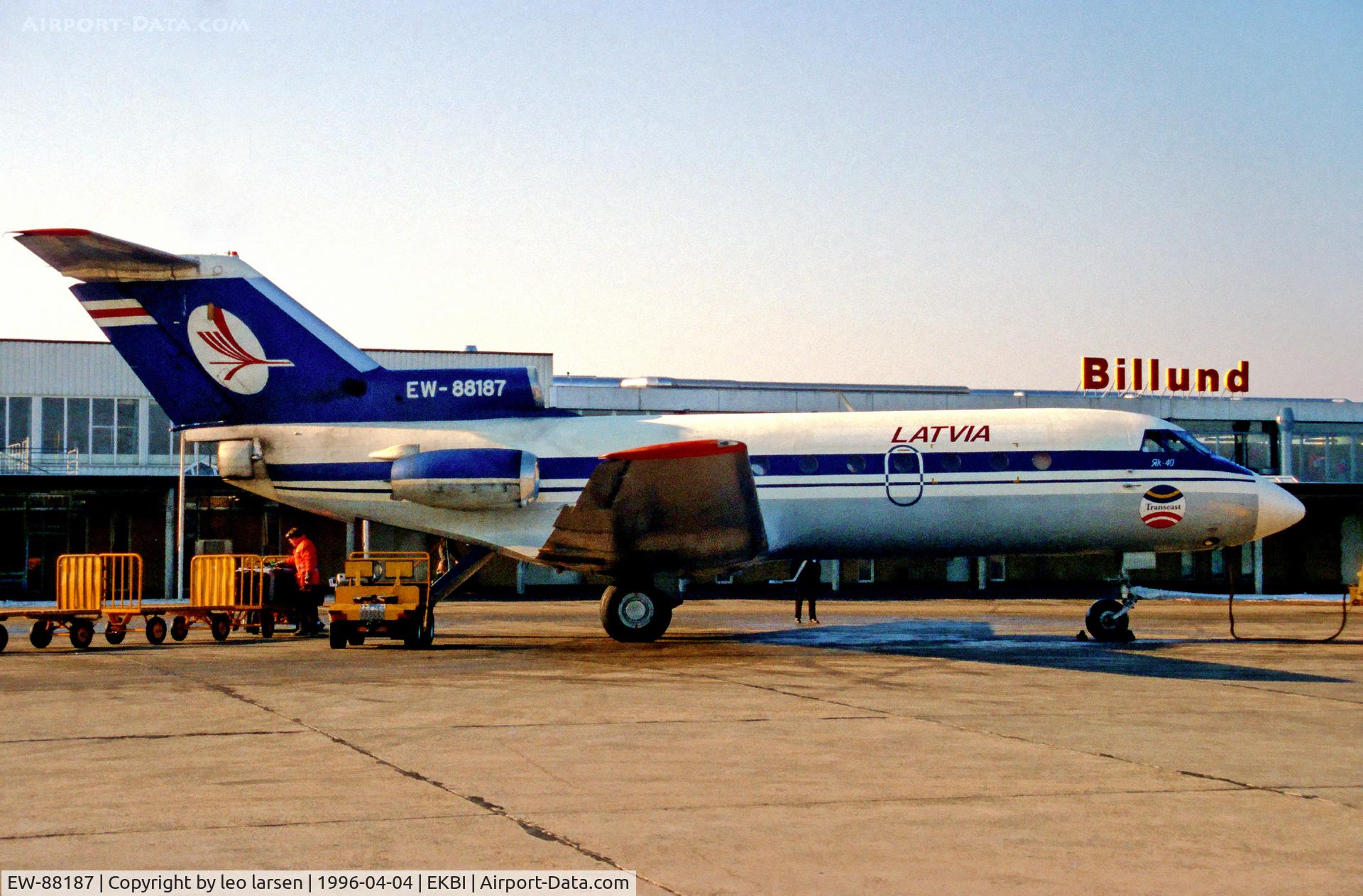 EW-88187, 1976 Yakovlev Yak-40 C/N 9620748, Billund Denmark 4.4.96