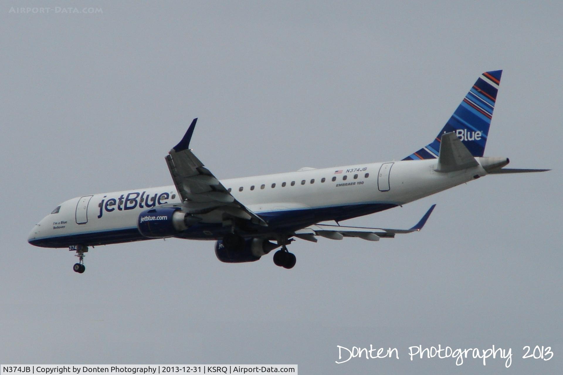 N374JB, 2013 Embraer ERJ-190-100 IGW 190AR C/N 19000629, JetBlue Flight 741 (N374JB) 