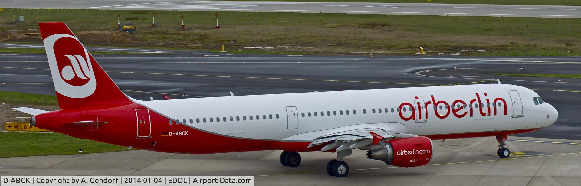 D-ABCK, 2011 Airbus A321-211 C/N 5133, Air Berlin, seen here before taxiing to RWY 23L at Düsseldorf Int'l(EDDL)