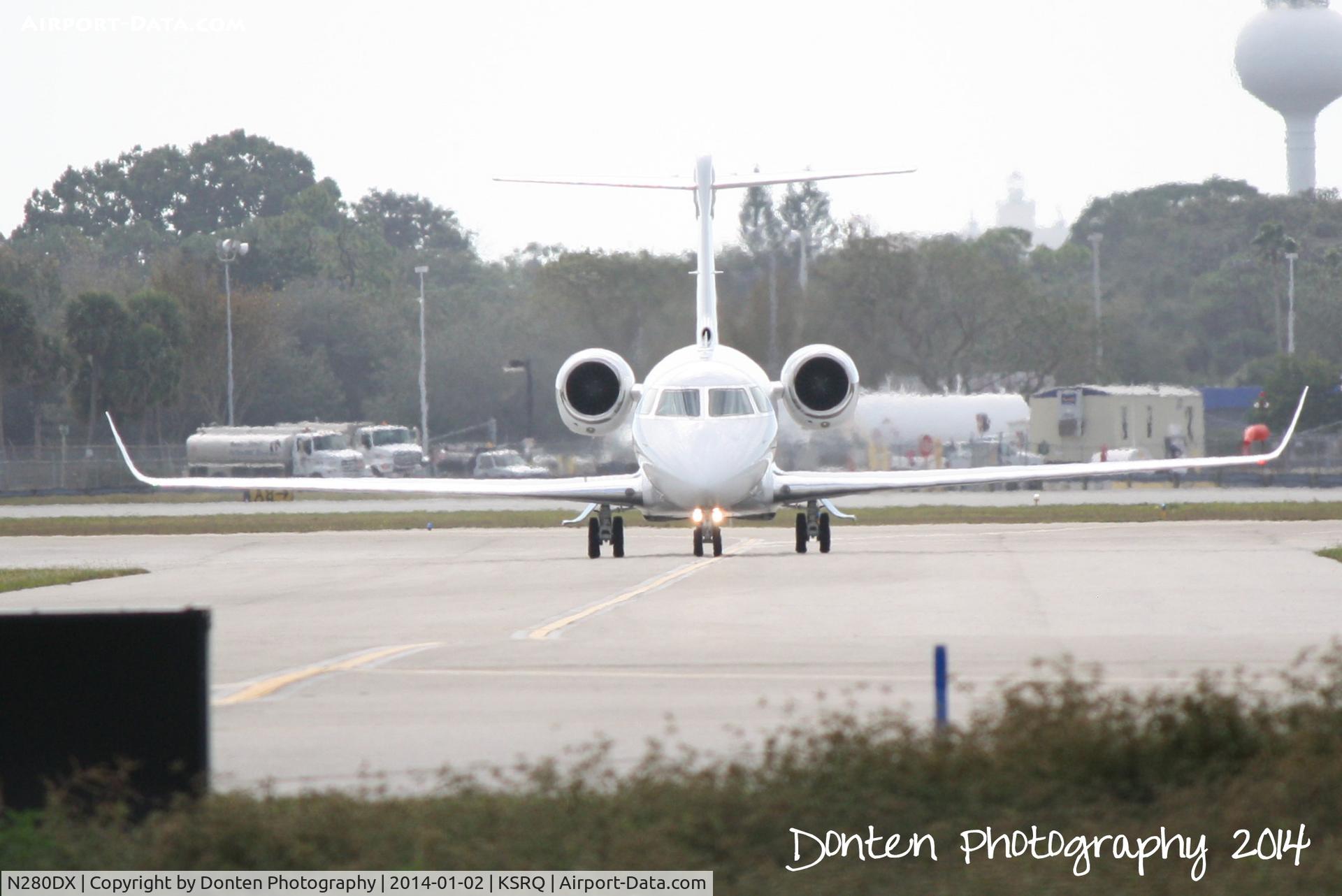 N280DX, 2012 Israel Aircraft Industries Gulfstream G280 C/N 2011, Corporate Air Flight 361 (N280DX) arrives at Sarasota-Bradenton International Airport following a flight from Pittsburgh International Airport