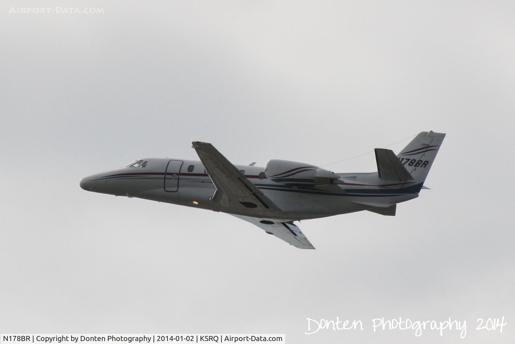 N178BR, 2003 Cessna 560XL Citation Excel C/N 560-5354, Elite Jet Flight 178 (N178BR) departs Sarasota-Bradenton International Airport enroute to Morristown Municipal Airport