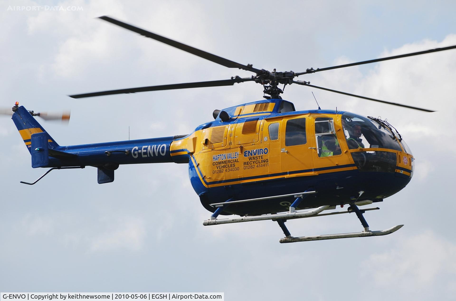 G-ENVO, 1983 MBB Bo-105DBS-4 C/N S-593, Arriving in bright light !