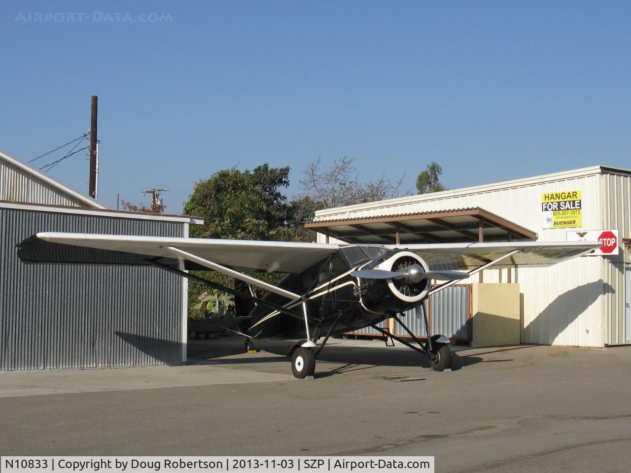 N10833, 1931 Stinson JR. S C/N 8027, 1931 Stinson JUNIOR S, Lycoming R680E 9 cylinder 215 Hp radial, a signature aircraft of the Aviation Museum of Santa Paula courtesy donation by Clay Lacy. Thank you, Clay!