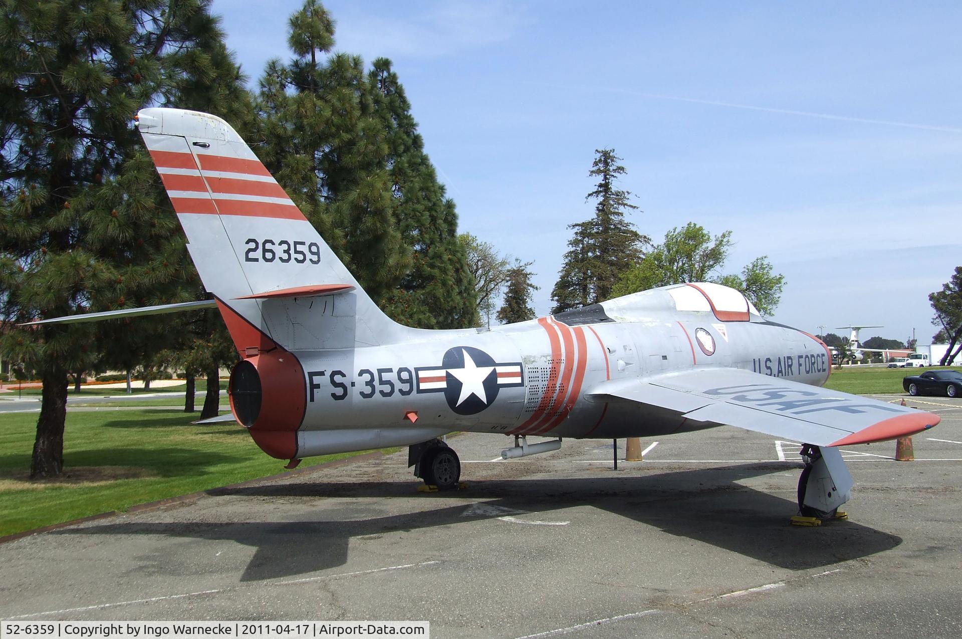 52-6359, Republic F-84F Thunderstreak C/N Not found 52-6359, Republic F-84F Thunderstreak at the Travis Air Museum, Travis AFB Fairfield CA