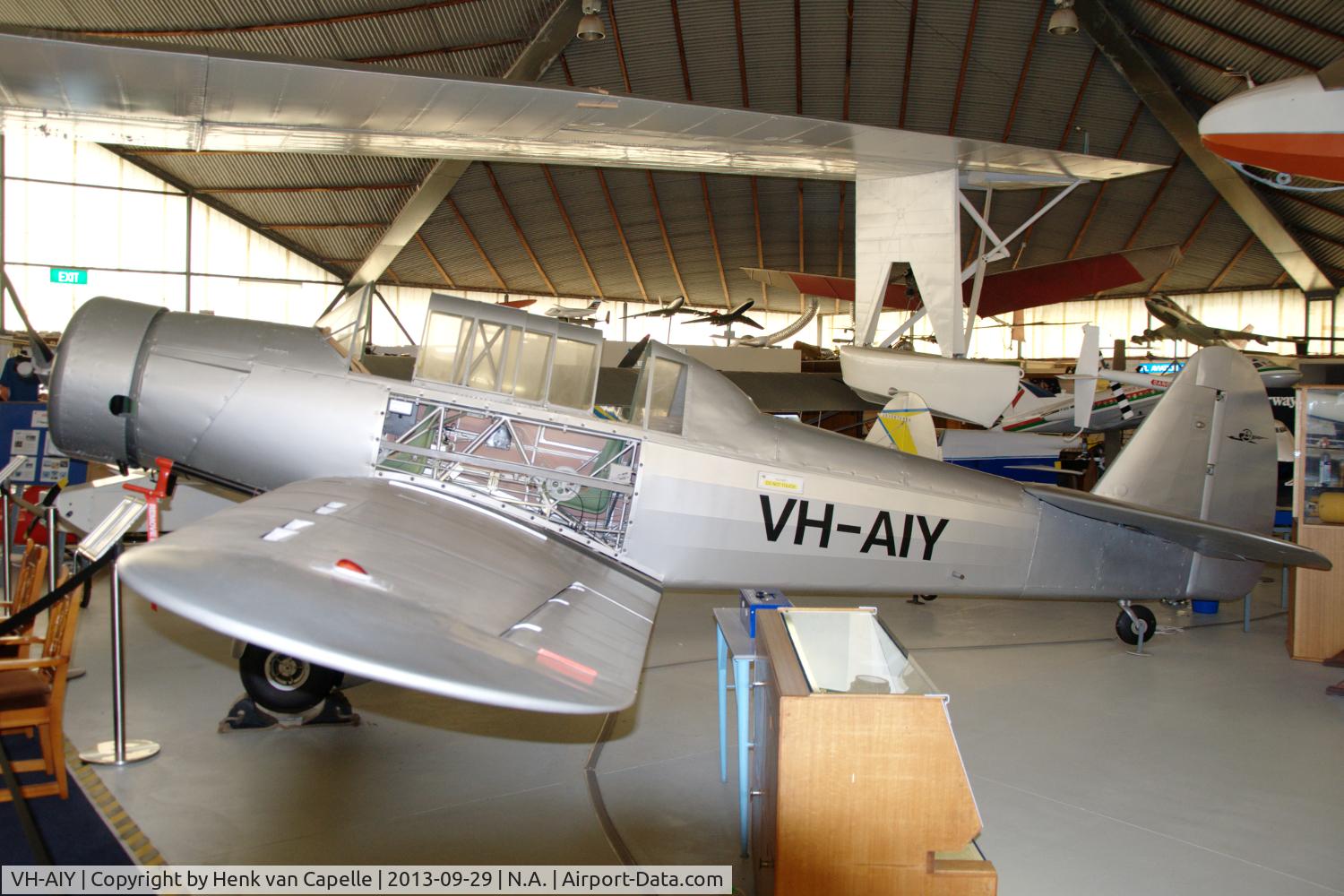 VH-AIY, Commonwealth CA-6 Wackett C/N 265, CA-6 Wackett in the RAAFA Aviation Heritage Museum in Bull creek, Perth, Western Australia. It used to be the personal aircraft of Horrie Miller, the founder of MacRobertson Miller Airlines.