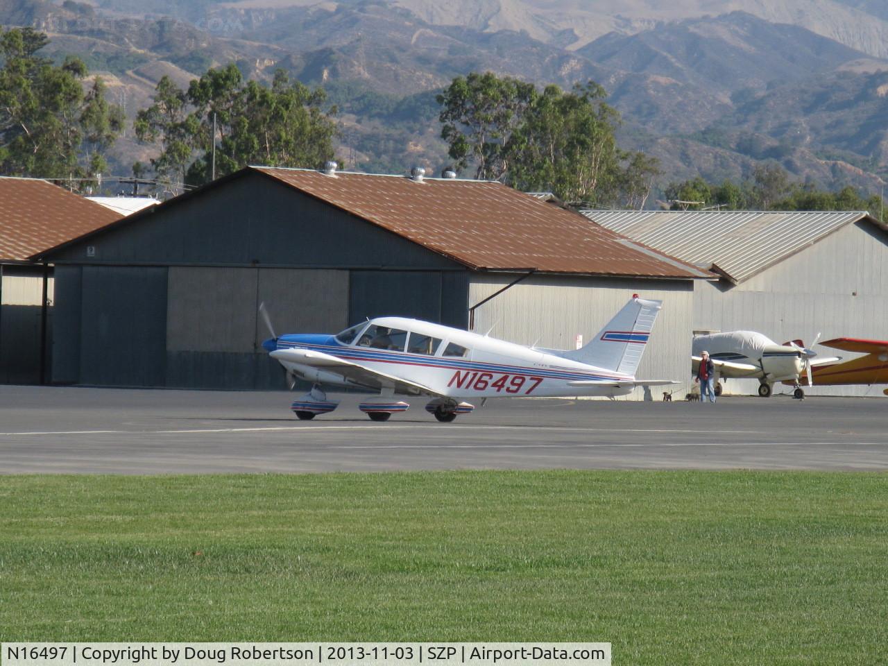 N16497, 1973 Piper PA-28-235 Cherokee Charger C/N 28-7310101, 1973 Piper PA-28-235 CHEROKEE CHARGER, Lycoming O-540-D4B5 235 Hp, taxi off the active Rwy 22