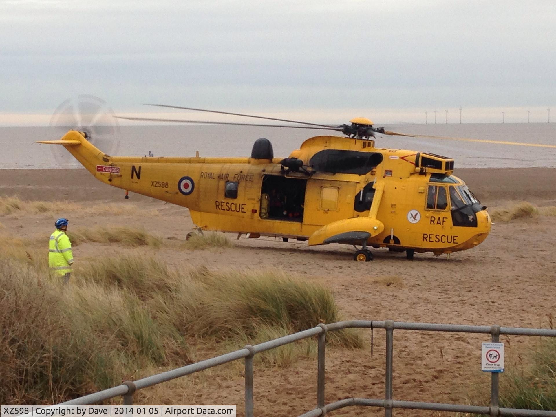 XZ598, 1978 Westland Sea King HAR.3 C/N WA864, Anderby Creek Beach collecting patient - Lincolnshire