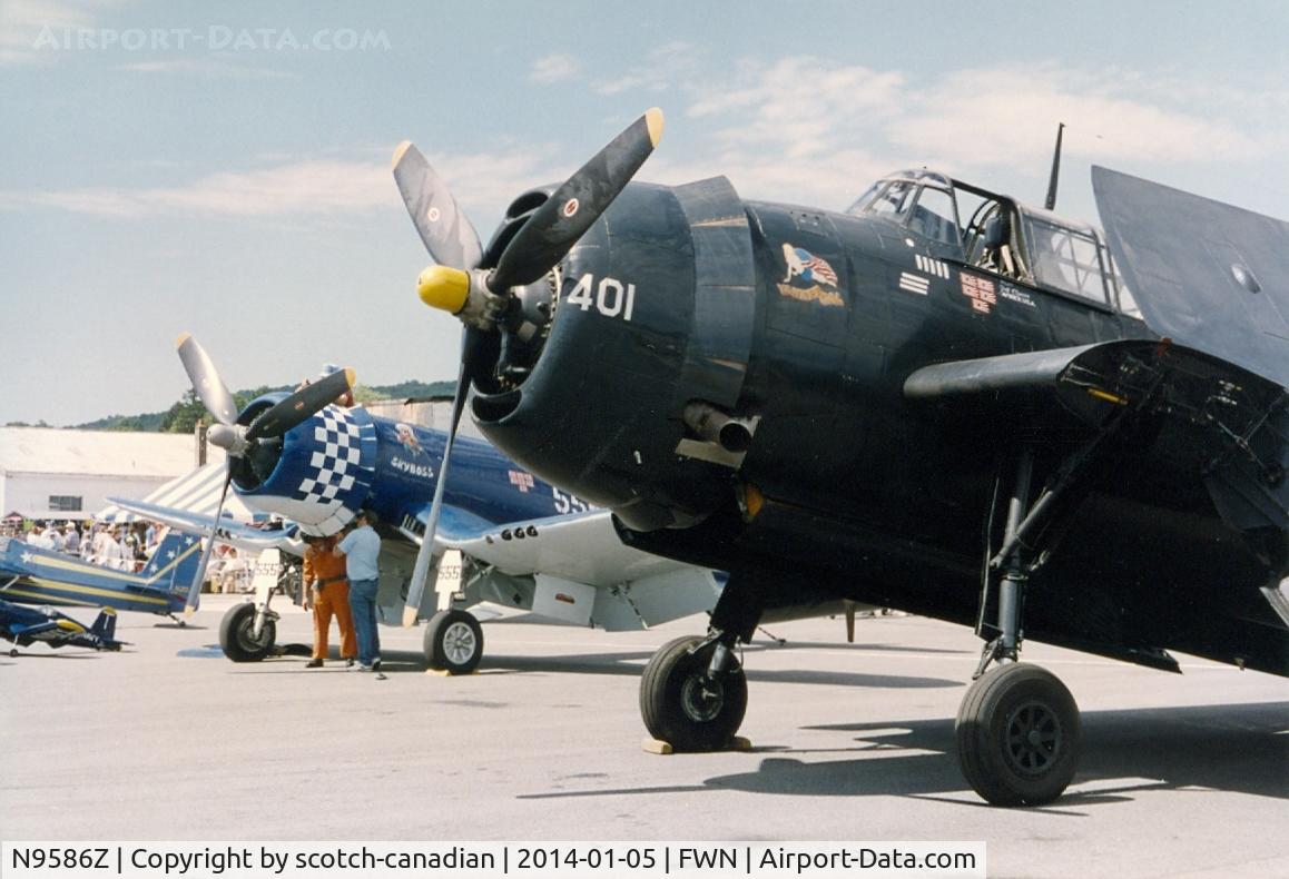 N9586Z, 1945 Grumman TBM-3E Avenger C/N 85886, 1945 Grumman TBM-3E, N9586Z, and 1943 Goodyear FG1D, N83JC, at the 1993 Sussex Air Show, Sussex, NJ