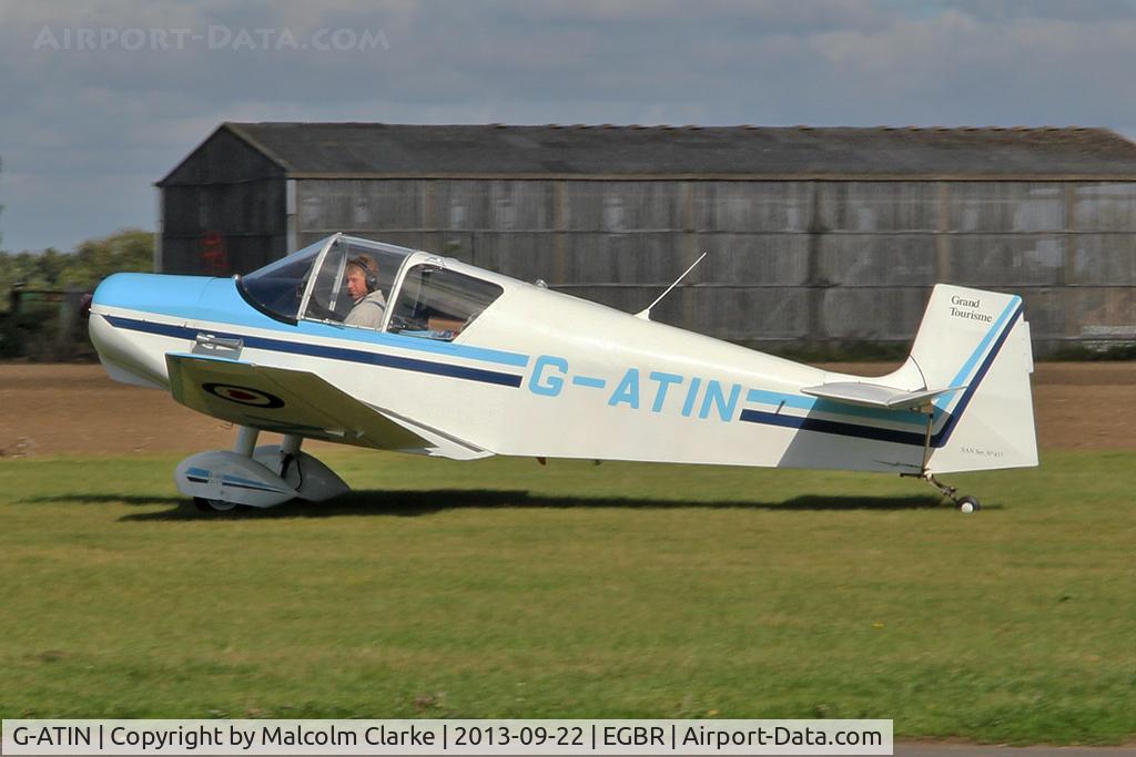 G-ATIN, 1956 SAN Jodel D-117 C/N 437, SAN Jodel D-117 at The Real Aeroplane Club's Helicopter Fly-In, Breighton Airfield, September 2013.