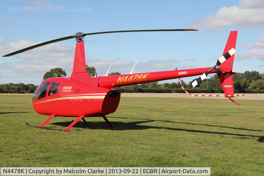 N4478K, 2011 Robinson R66 Turbine C/N 0031, Robinson R66 at The Real Aeroplane Club's Helicopter Fly-In, Breighton Airfield, September 2013.