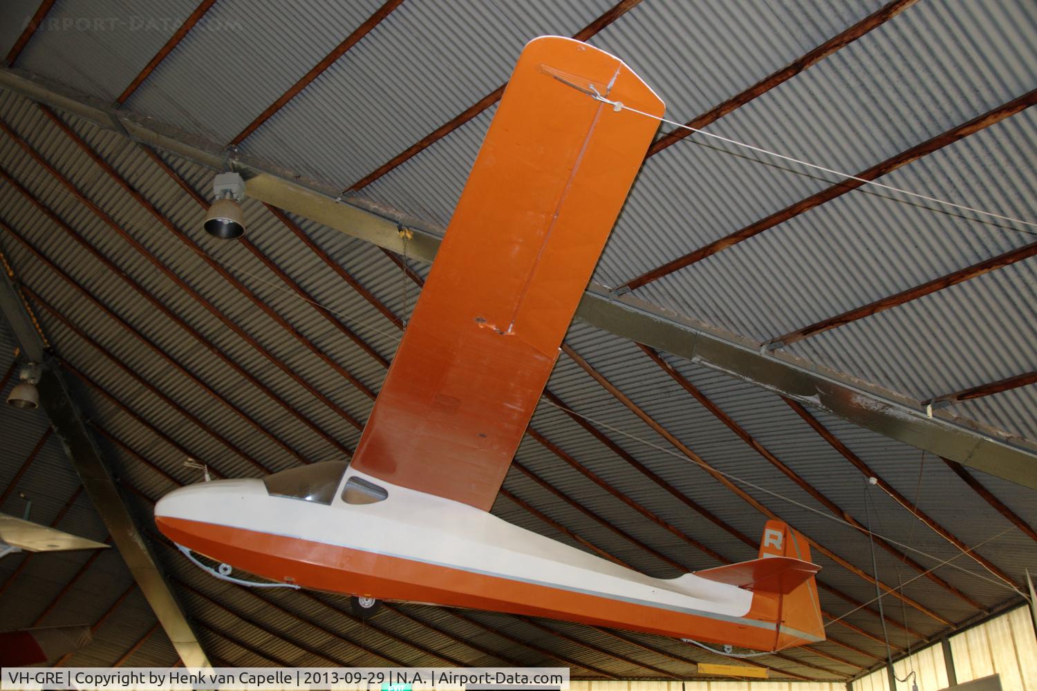 VH-GRE, 1960 Edmund Schneider Limited ES-57 Kingfisher III C/N 42, Kingfisher glider in the RAAFA AViation Heritage Museum in Bull Creek, Western Australia.