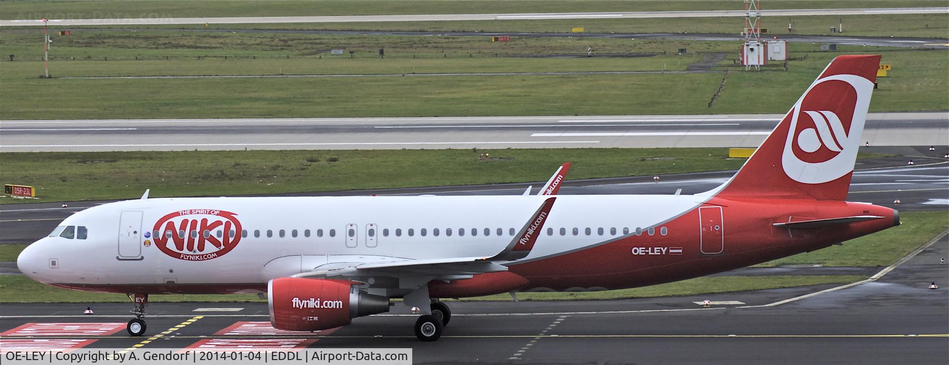 OE-LEY, 2013 Airbus A320-214 C/N 5648, Niki (Air Berlin tail, fitted with sharklets), is here taxiing at Düsseldorf Int'l(EDDL)