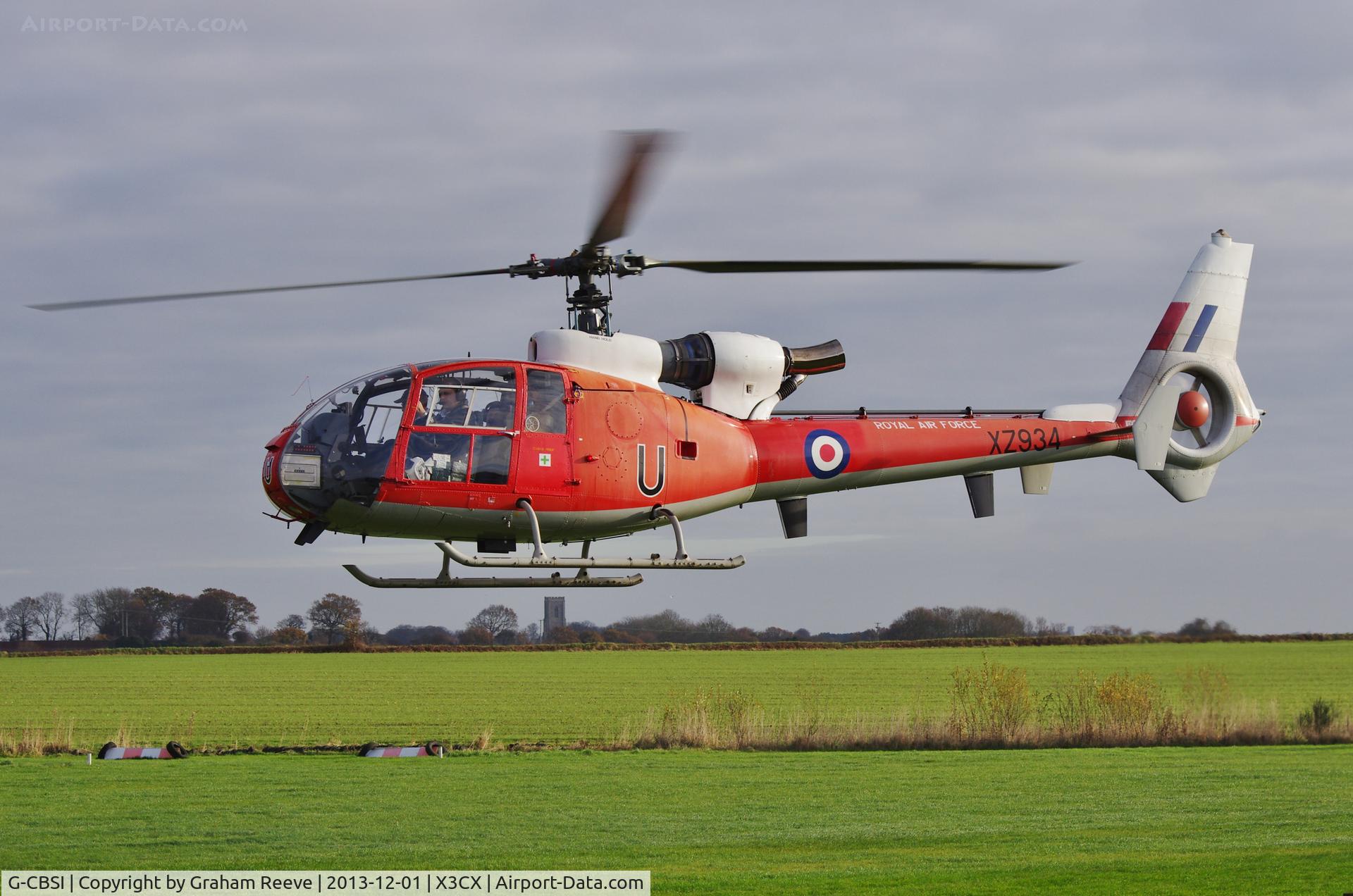 G-CBSI, 1978 Westland SA-341D Gazelle HT3 C/N WA1736, Departing from Northrepps.