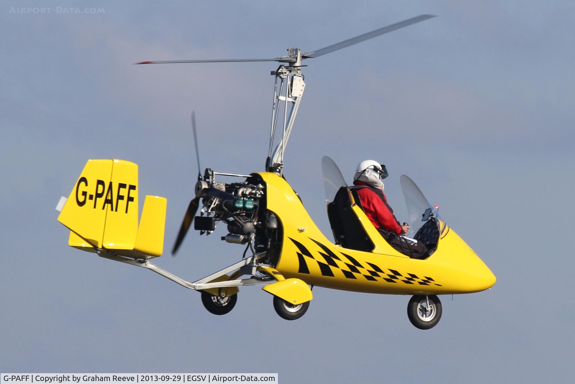 G-PAFF, 2011 Rotorsport UK MTOsport C/N RSUK/MTOS/039, about to land at Old Buckenham.