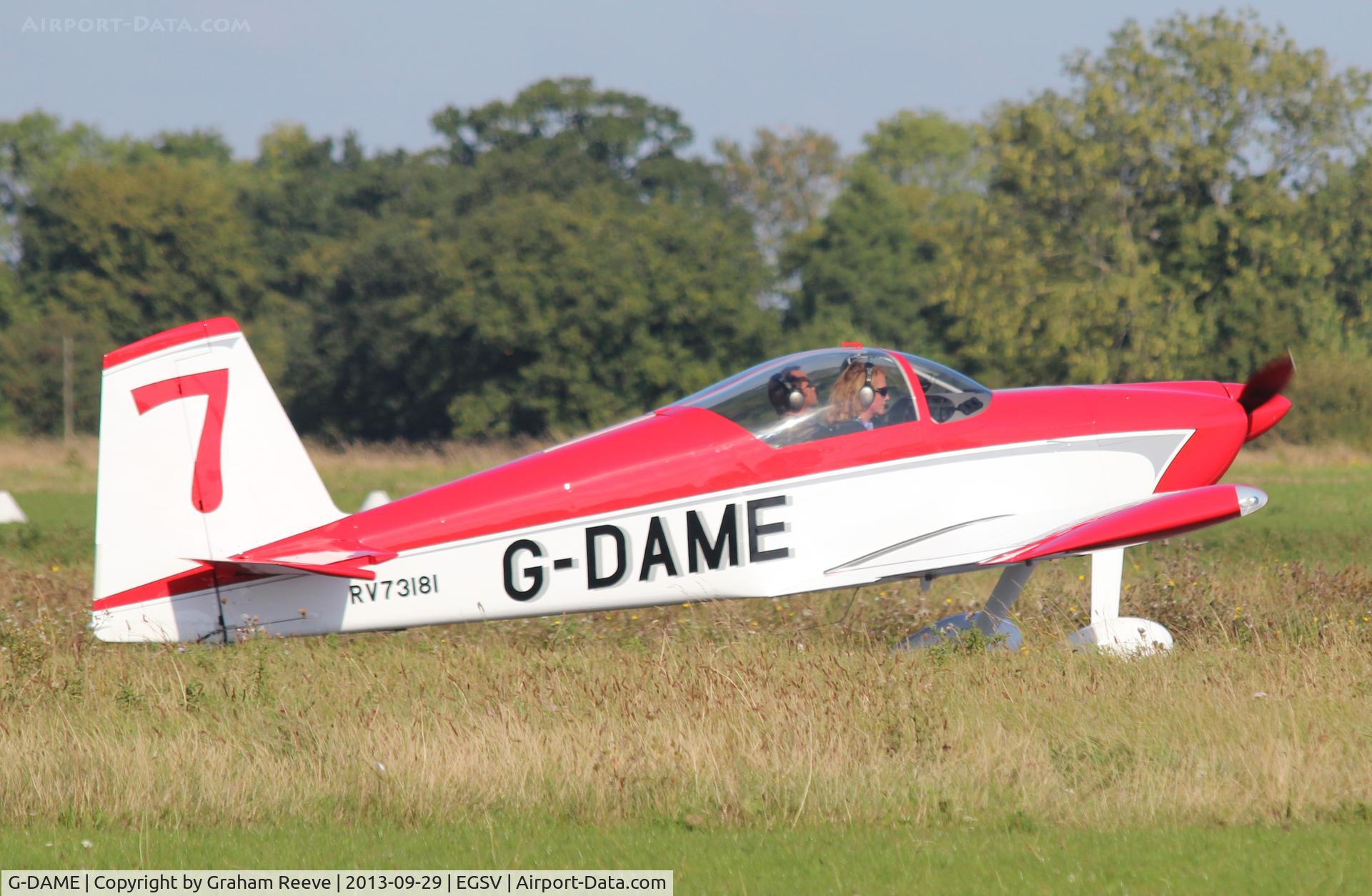 G-DAME, 2009 Vans RV-7 C/N 73181, Just landed.