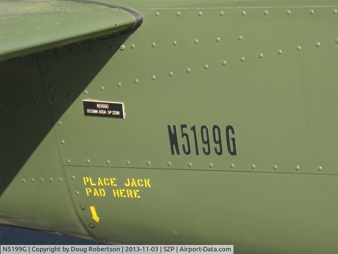 N5199G, 1953 Cessna 305A C/N 22118, 1953 Cessna 305A O-! BIRD DOG, Continental O-470-11 213 Hp, data plate with Cessna model nomenclature