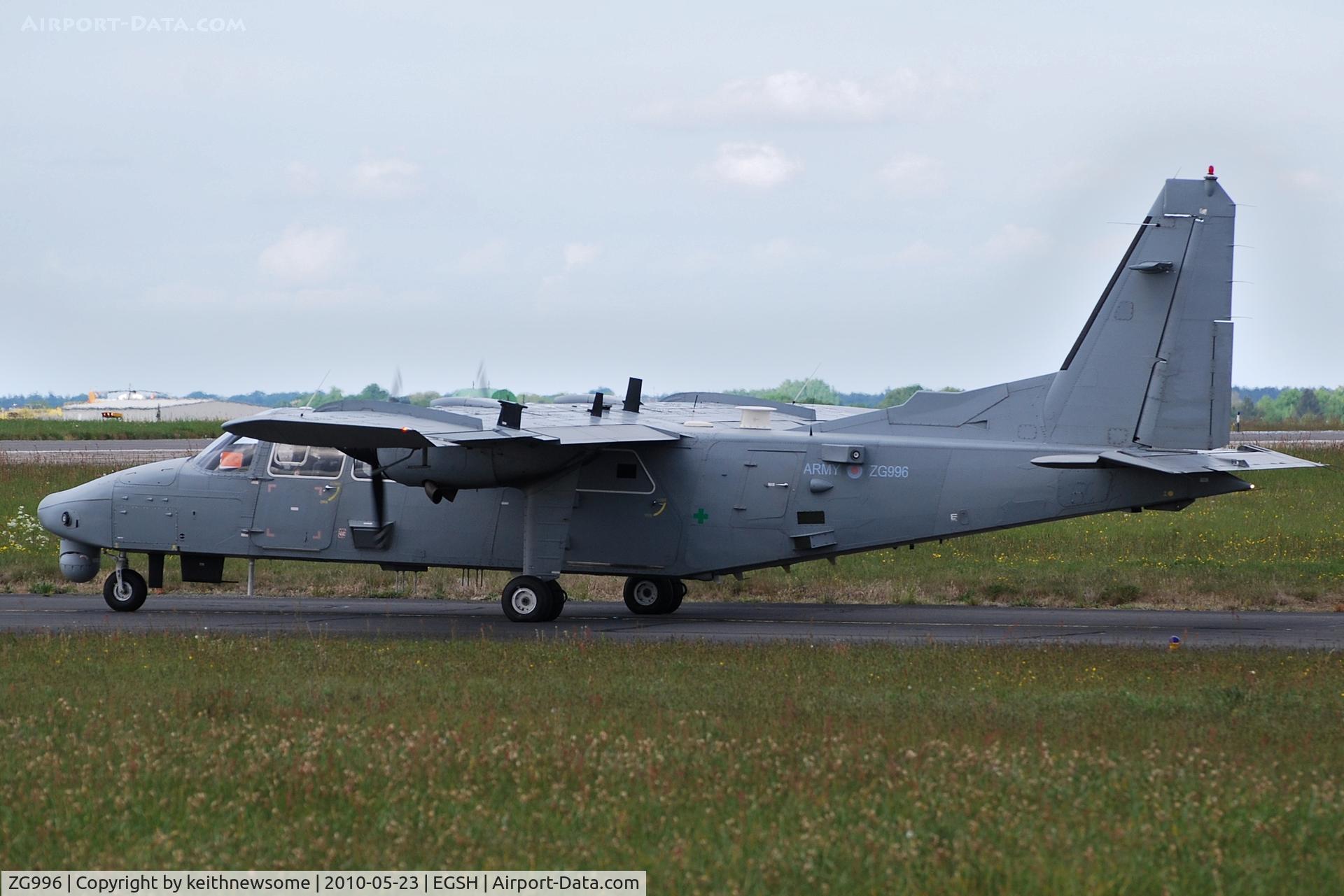 ZG996, 1997 Pilatus Britten-Norman BN-2T-4S Defender AL2 C/N 4010, Leaving Norwich !