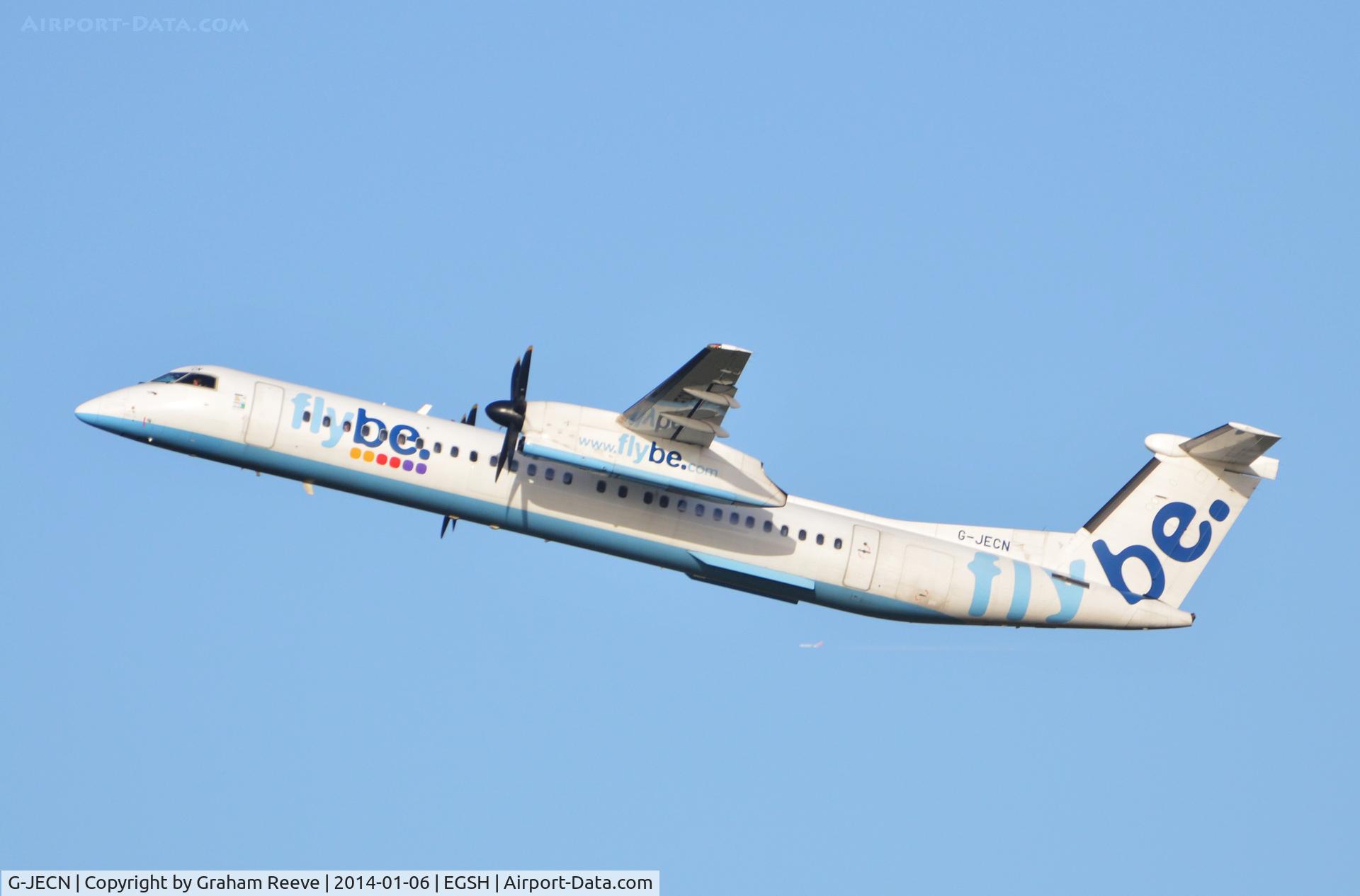 G-JECN, 2005 De Havilland Canada DHC-8-402Q Dash 8 C/N 4120, Just airbourne.